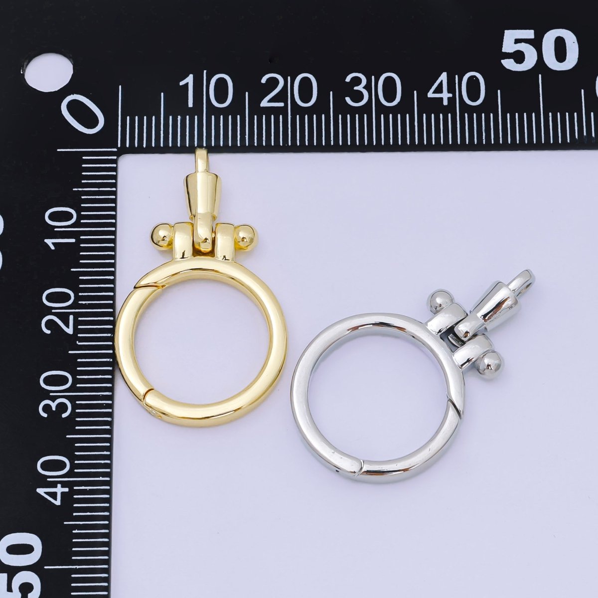 24K Gold Filled Round Push Gate Oblong Link Closure Finding in Gold &amp; Silver | Z-1317
