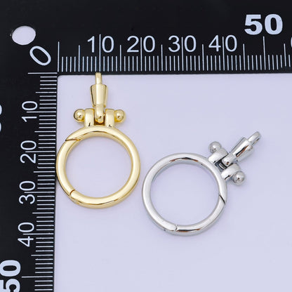 24K Gold Filled Round Push Gate Oblong Link Closure Finding in Gold &amp; Silver | Z-1317