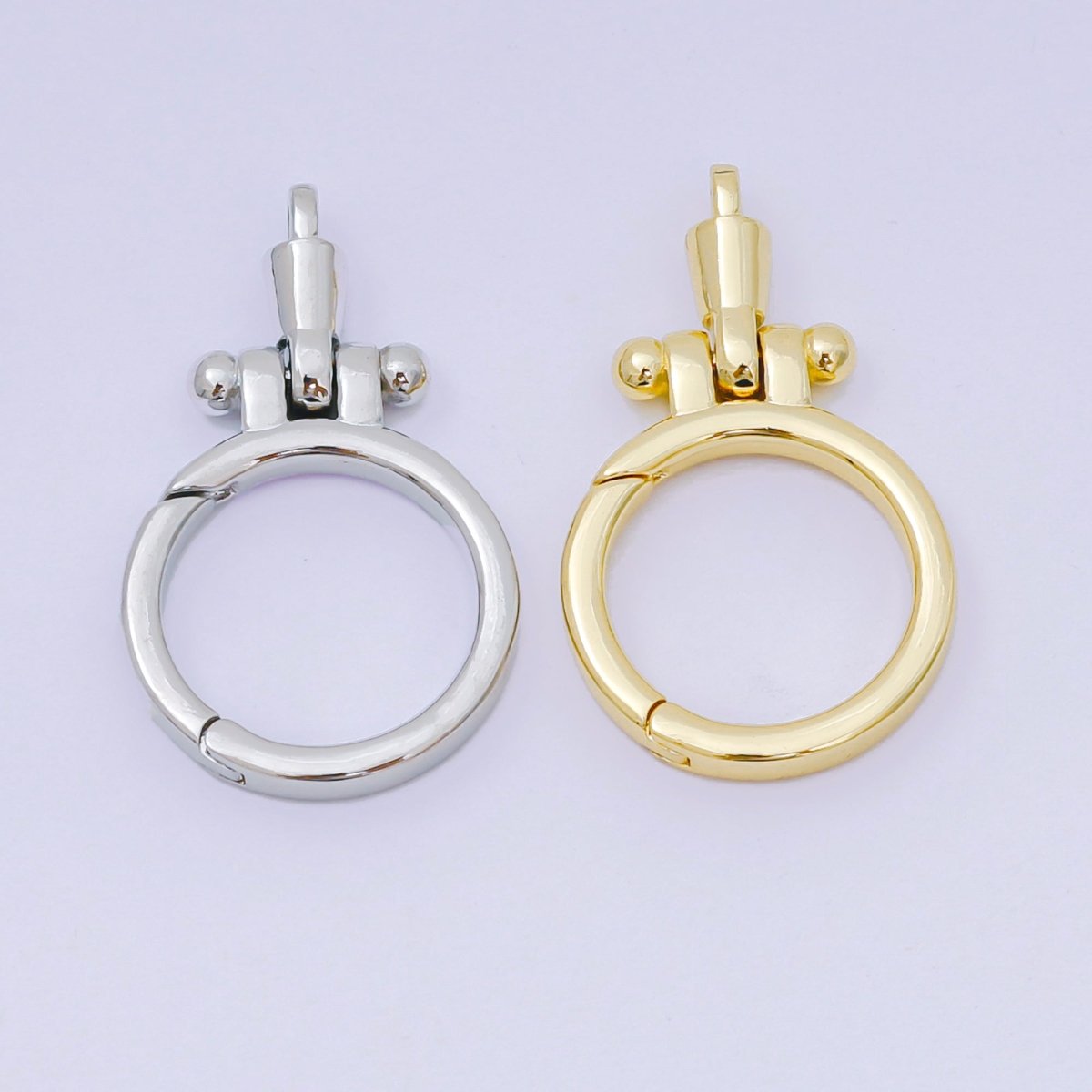 24K Gold Filled Round Push Gate Oblong Link Closure Finding in Gold &amp; Silver | Z-1317