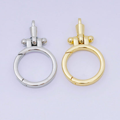 24K Gold Filled Round Push Gate Oblong Link Closure Finding in Gold &amp; Silver | Z-1317