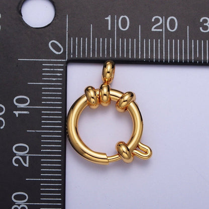 24K Gold Filled Sailor Clasps, One Loop Large Spring Ring for Necklace Bracelet Finding L-902-L-904