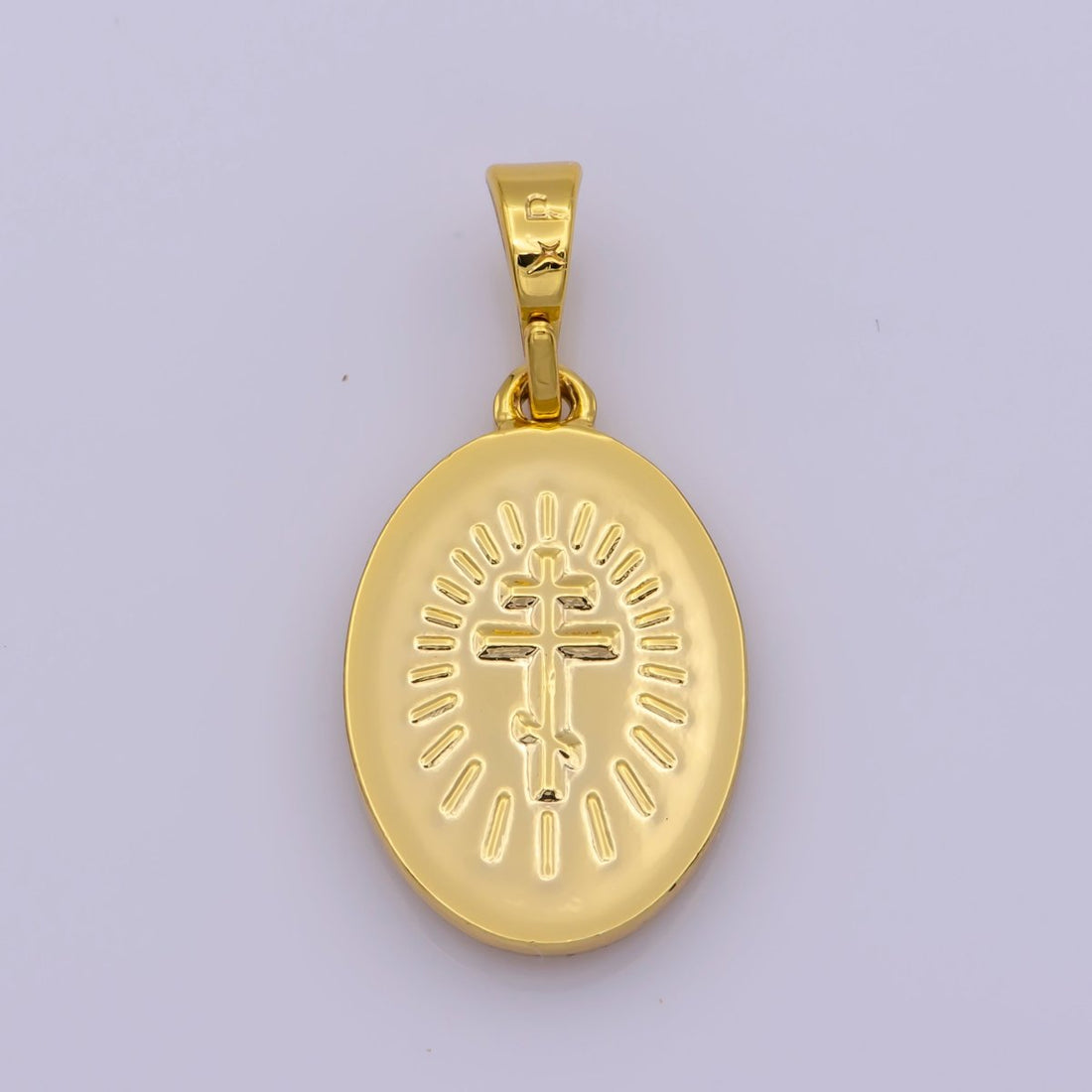 24k Gold Filled Saint Raphael Oval Pendant Double Sided Religious Charm N-1441