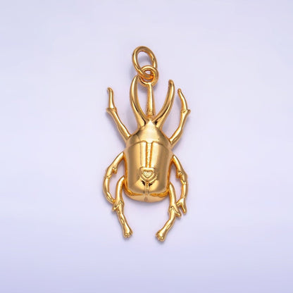 24K Gold Filled Scarab Beetle Insect Animal Charm | W237