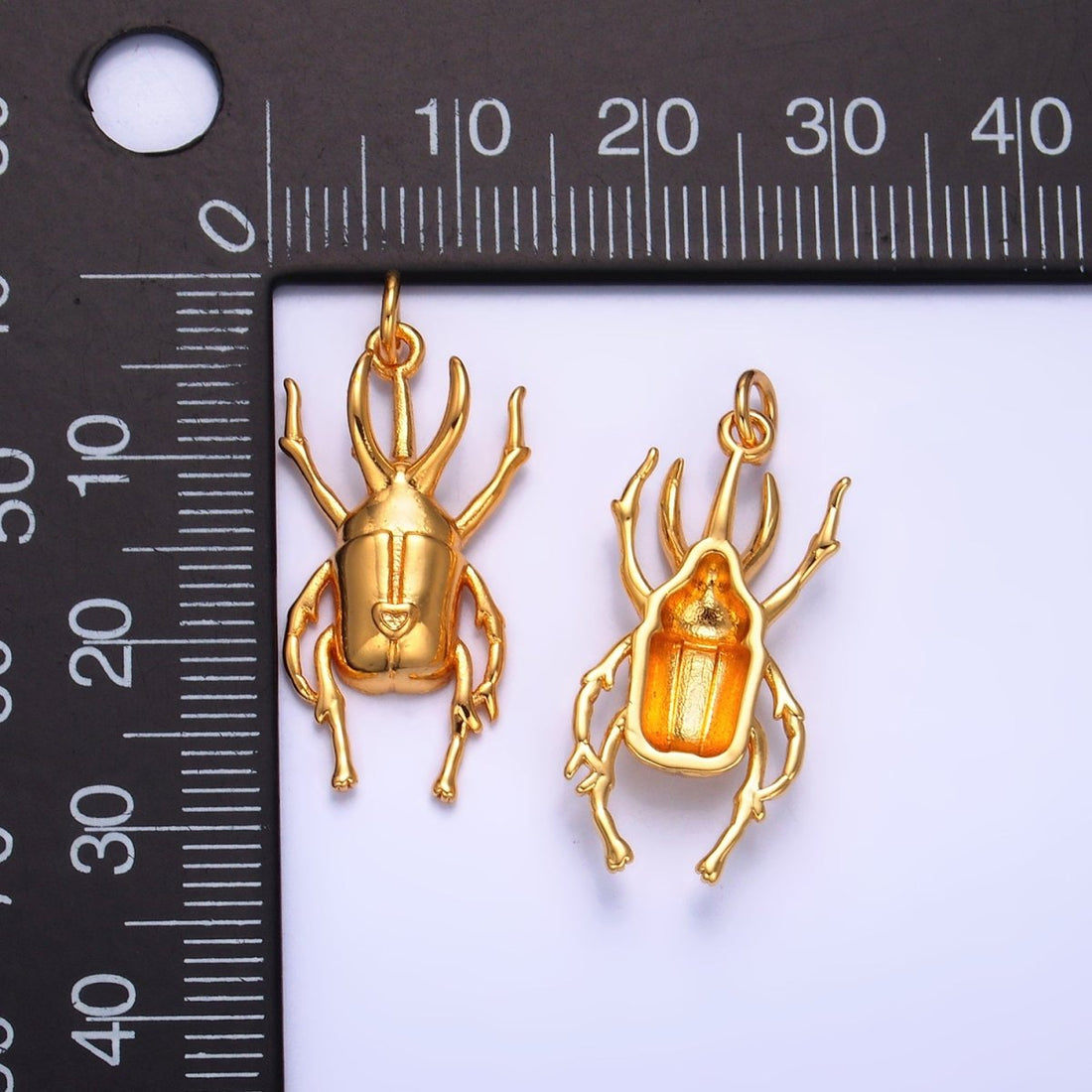 24K Gold Filled Scarab Beetle Insect Animal Charm | W237