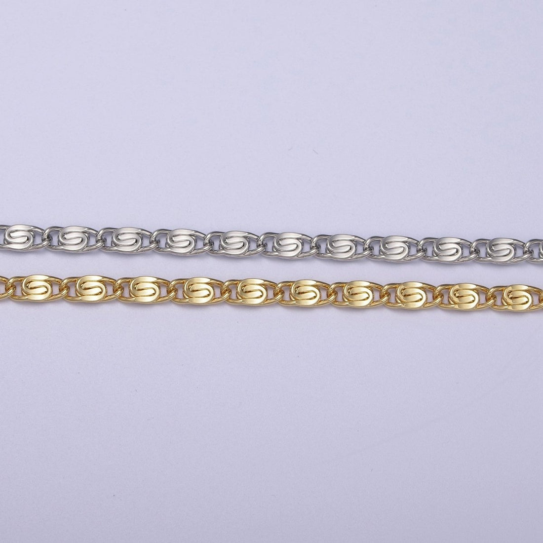 24K Gold Filled Scroll Chain, 3.5mm Width Unfinished Chain in Gold &amp; Silver For Jewelry Making Wholesale Craft Supply | ROLL-682, ROLL-683 Clearance Pricing