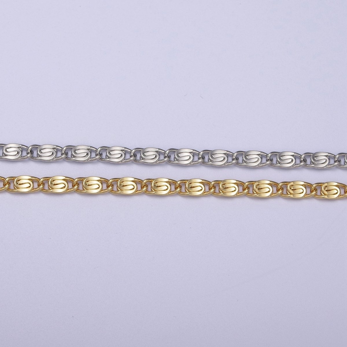24K Gold Filled Scroll Chain, 3.5mm Width Unfinished Chain in Gold &amp; Silver For Jewelry Making Wholesale Craft Supply | ROLL-682, ROLL-683 Clearance Pricing