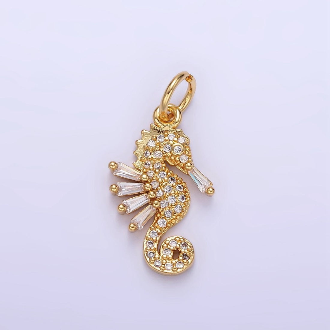 24K Gold Filled Seahorse Ocean Animal Micro Paved CZ Charm | E342