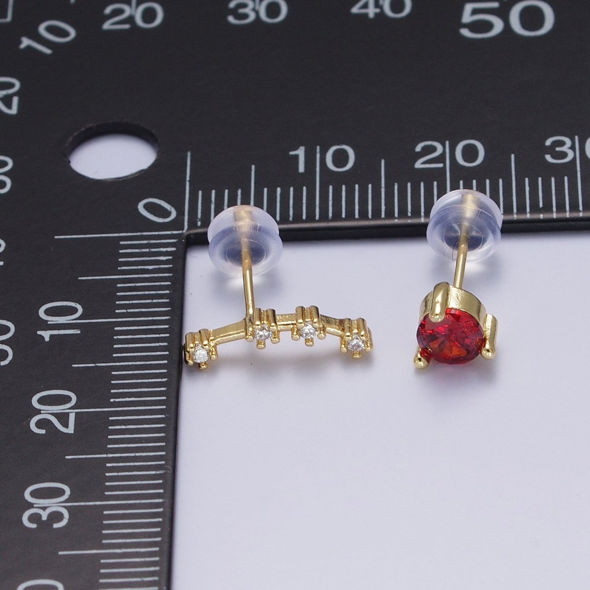 24K Gold Filled Set Birthstone &amp; Astrology Zodiac Horoscope Constellation Cubic Zirconia Stud Earrings | AD014~AD025