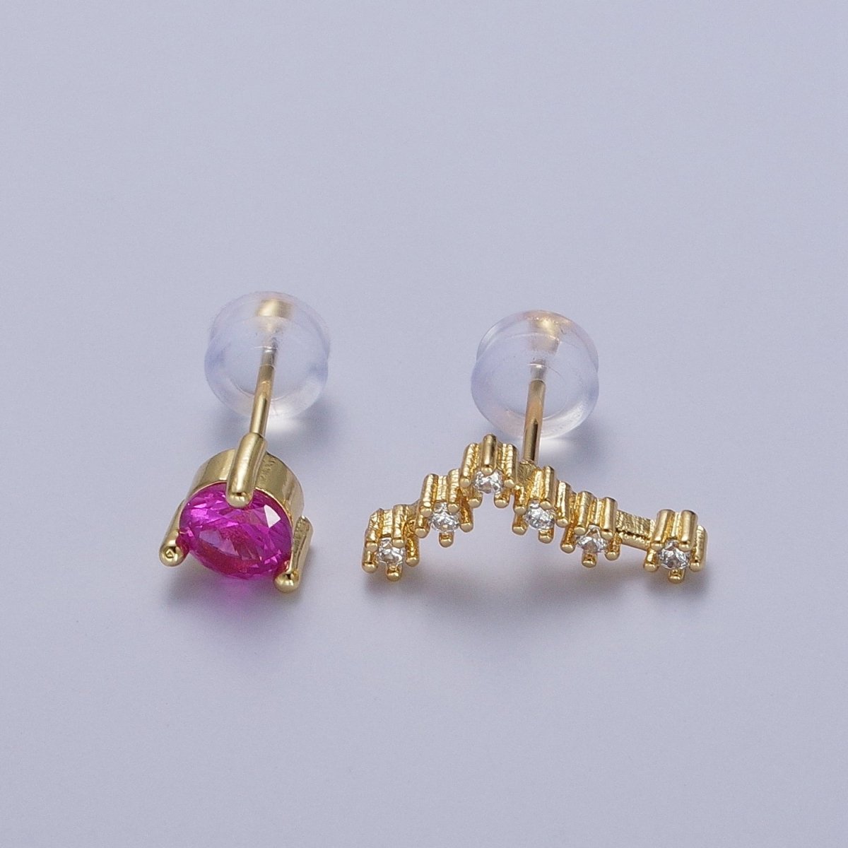 24K Gold Filled Set Birthstone &amp; Astrology Zodiac Horoscope Constellation Cubic Zirconia Stud Earrings | AD014~AD025