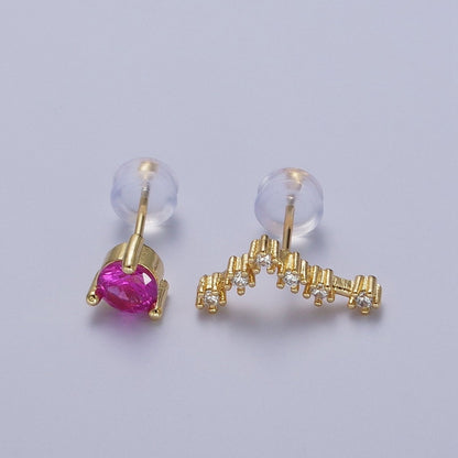 24K Gold Filled Set Birthstone &amp; Astrology Zodiac Horoscope Constellation Cubic Zirconia Stud Earrings | AD014~AD025
