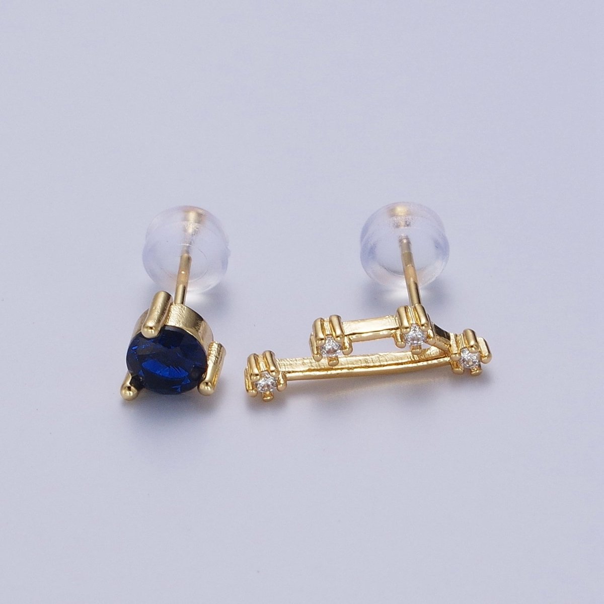 24K Gold Filled Set Birthstone &amp; Astrology Zodiac Horoscope Constellation Cubic Zirconia Stud Earrings | AD014~AD025
