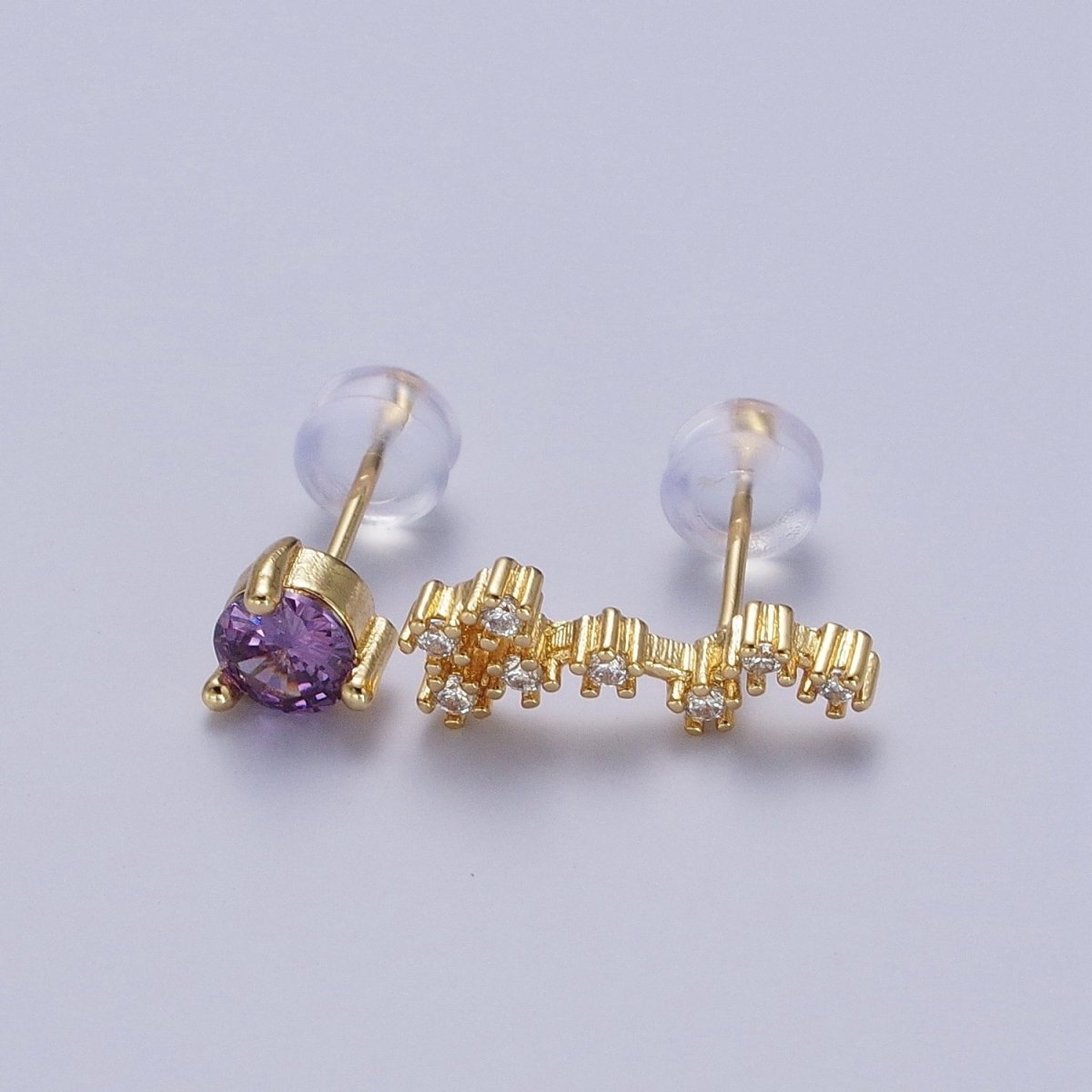24K Gold Filled Set Birthstone &amp; Astrology Zodiac Horoscope Constellation Cubic Zirconia Stud Earrings | AD014~AD025