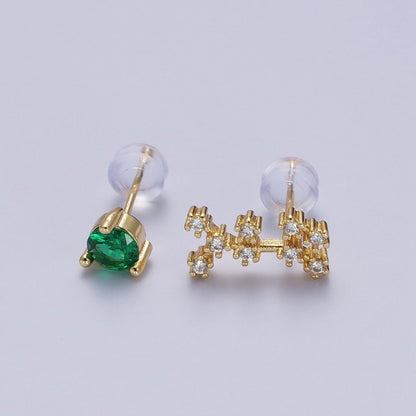 24K Gold Filled Set Birthstone &amp; Astrology Zodiac Horoscope Constellation Cubic Zirconia Stud Earrings | AD014~AD025