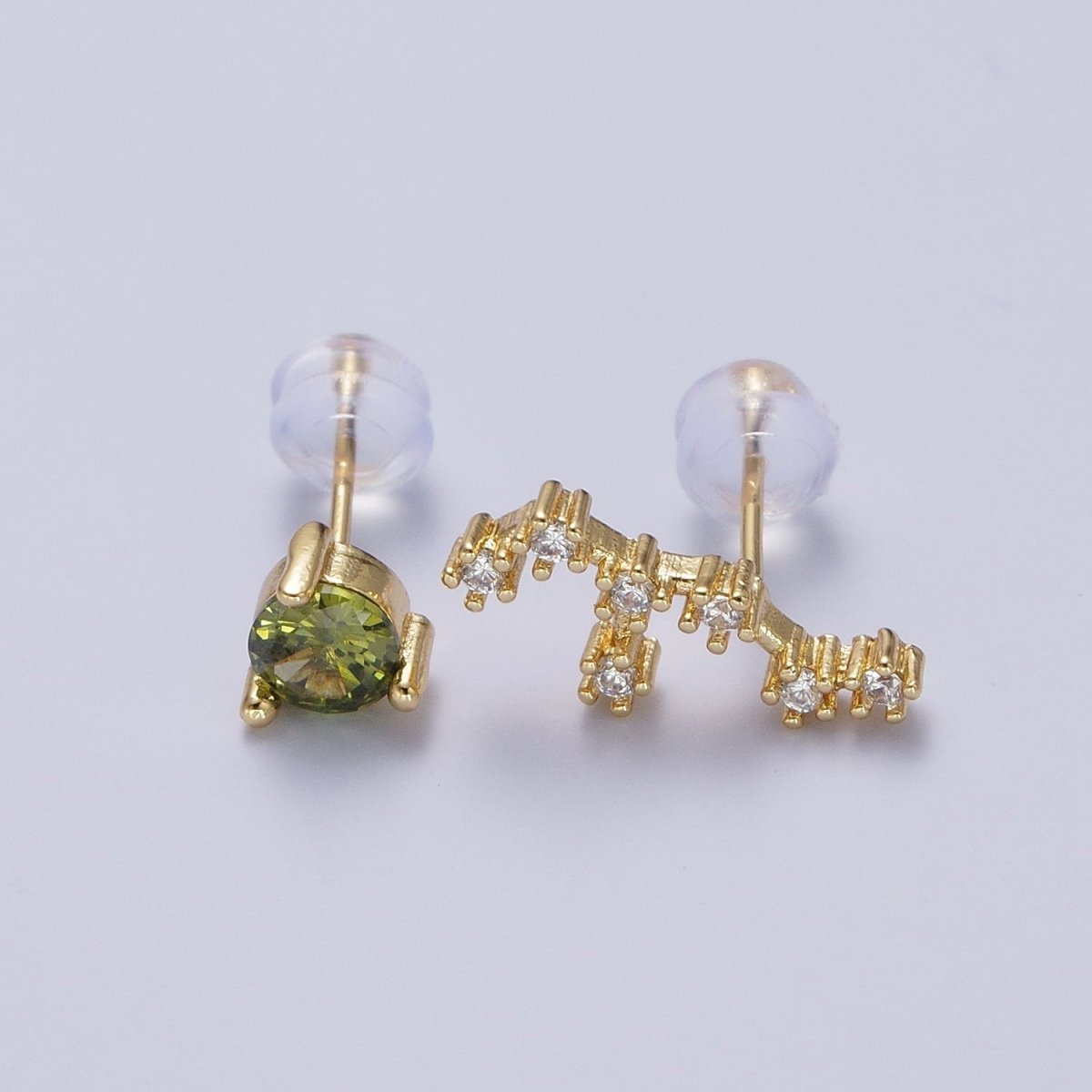 24K Gold Filled Set Birthstone &amp; Astrology Zodiac Horoscope Constellation Cubic Zirconia Stud Earrings | AD014~AD025