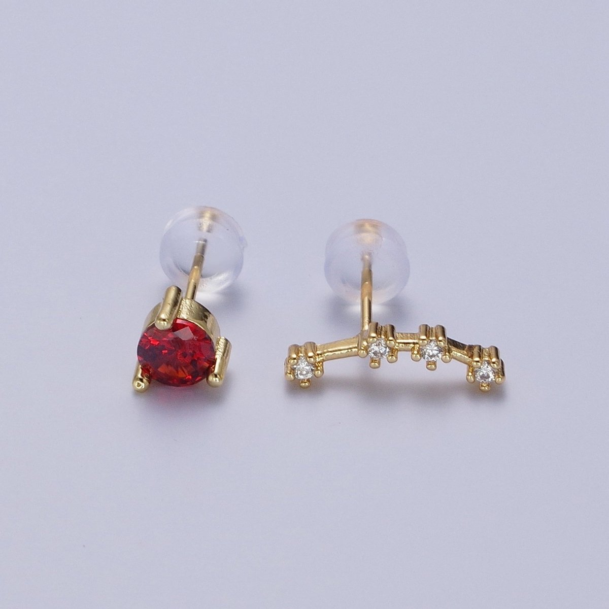 24K Gold Filled Set Birthstone &amp; Astrology Zodiac Horoscope Constellation Cubic Zirconia Stud Earrings | AD014~AD025