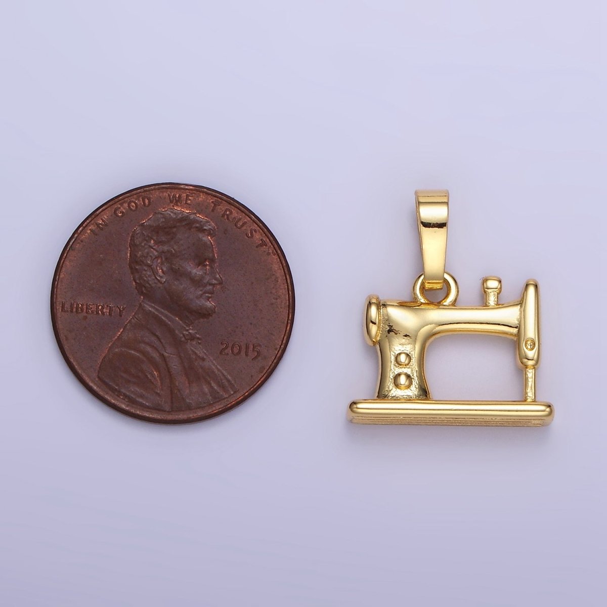 24K Gold Filled Sewing Machine Minimalist Appliance Pendant | AA1347