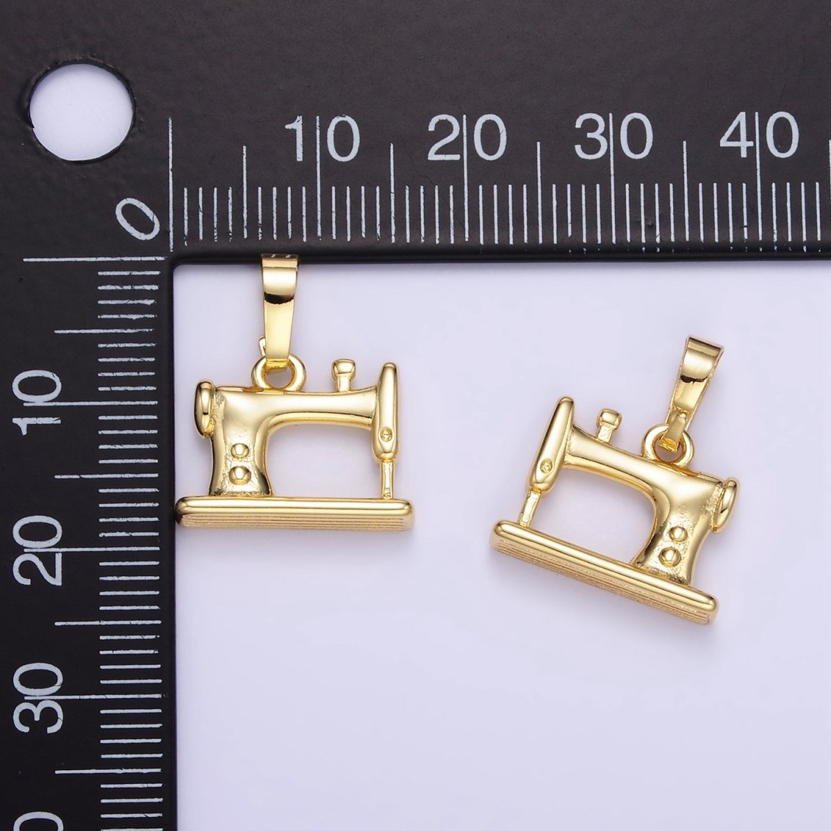 24K Gold Filled Sewing Machine Minimalist Appliance Pendant | AA1347