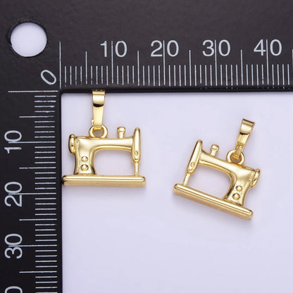 24K Gold Filled Sewing Machine Minimalist Appliance Pendant | AA1347