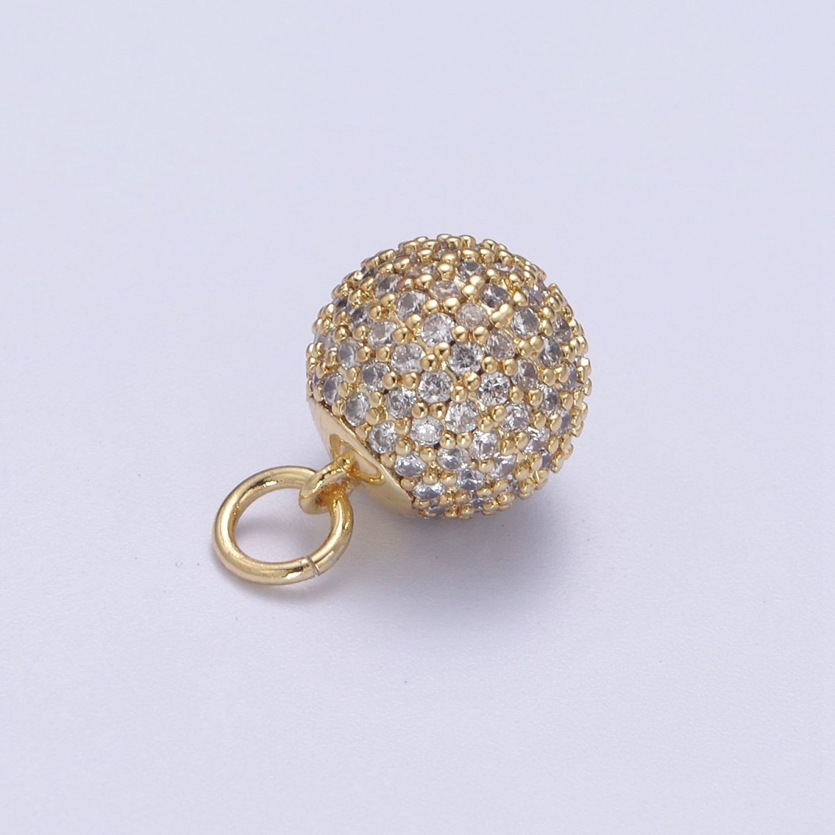 24K Gold Filled Shambala Bead Ball Green, Black, Blue, Fuchsia, Turquoise, Clear, Silver Micro Paved CZ Charm N-314 - N-320