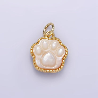 24K Gold Filled Shell Pearl, Abalone Paw Print Mini Charm | M111 M112 AC729
