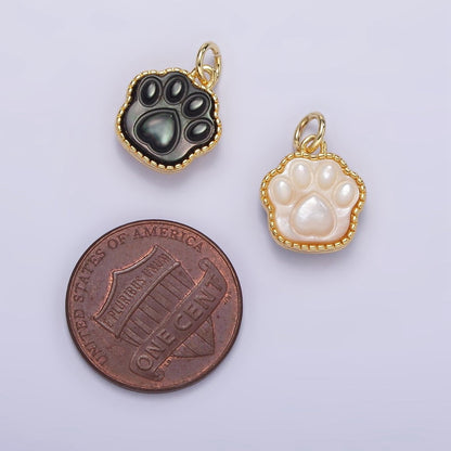 24K Gold Filled Shell Pearl, Abalone Paw Print Mini Charm | M111 M112 AC729