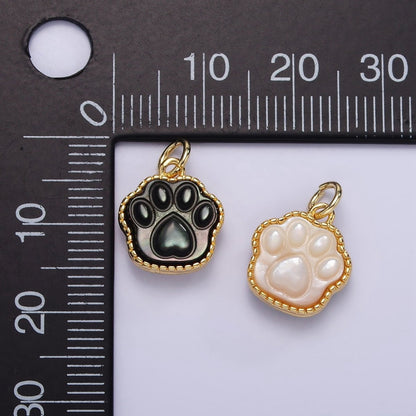 24K Gold Filled Shell Pearl, Abalone Paw Print Mini Charm | M111 M112 AC729