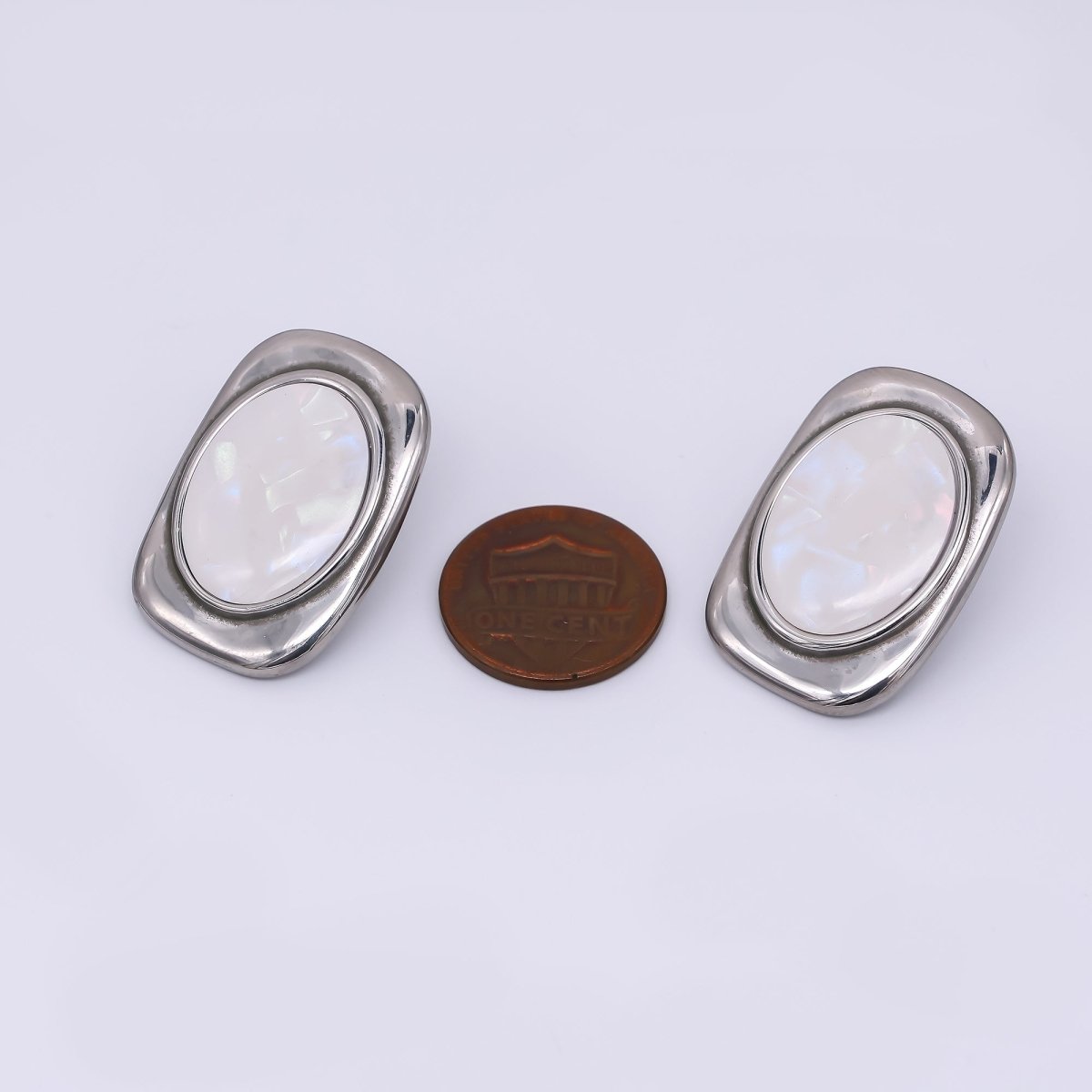 24K Gold Filled Shell Pearl Abstract Modern Stud Earrings in Gold &amp; Silver | AJ-089 AJ-090