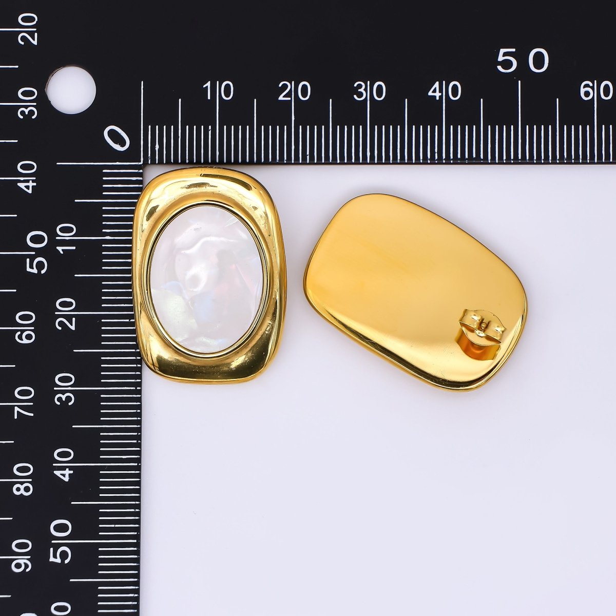 24K Gold Filled Shell Pearl Abstract Modern Stud Earrings in Gold &amp; Silver | AJ-089 AJ-090