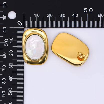 24K Gold Filled Shell Pearl Abstract Modern Stud Earrings in Gold &amp; Silver | AJ-089 AJ-090