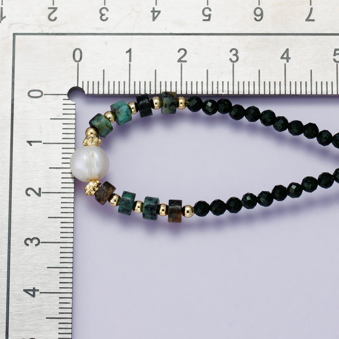 24K Gold Filled Shell Pearl Amazonite Multifaceted Gemstone Cable Chain Half 18 Inch Necklace w. Extender | WA-04230
