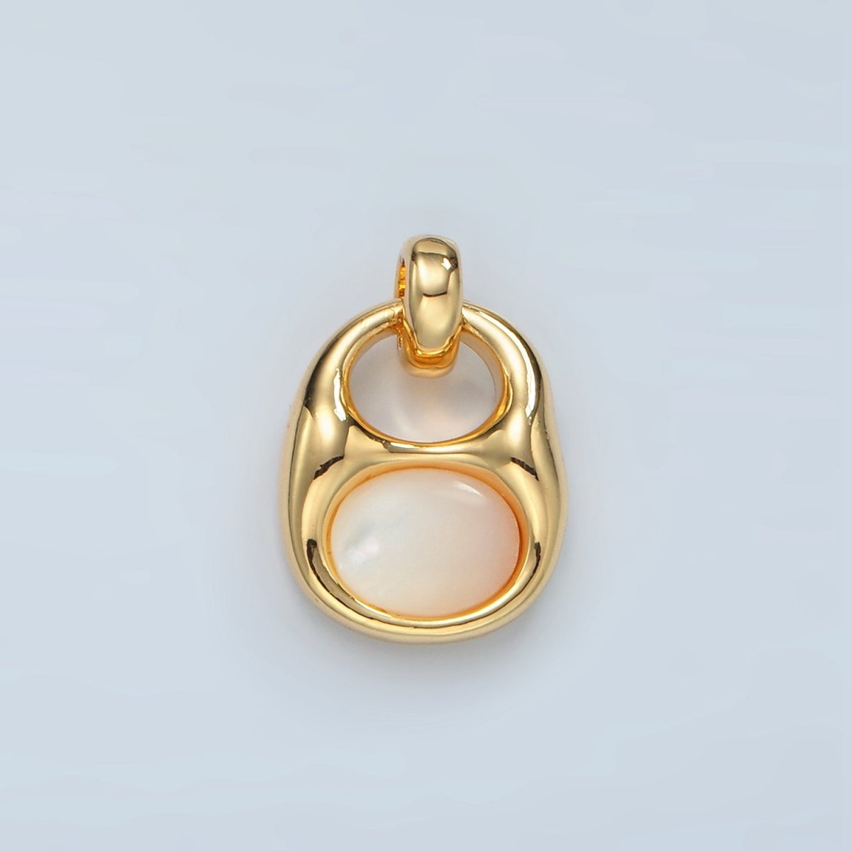 24k Gold Filled 18mm Shell Pearl Bezel Can Opener Charm | D699