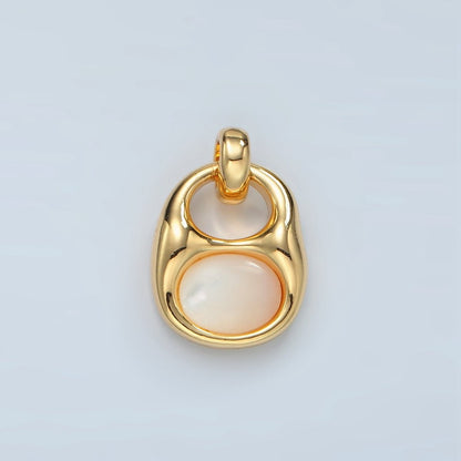 24k Gold Filled 18mm Shell Pearl Bezel Can Opener Charm | D699