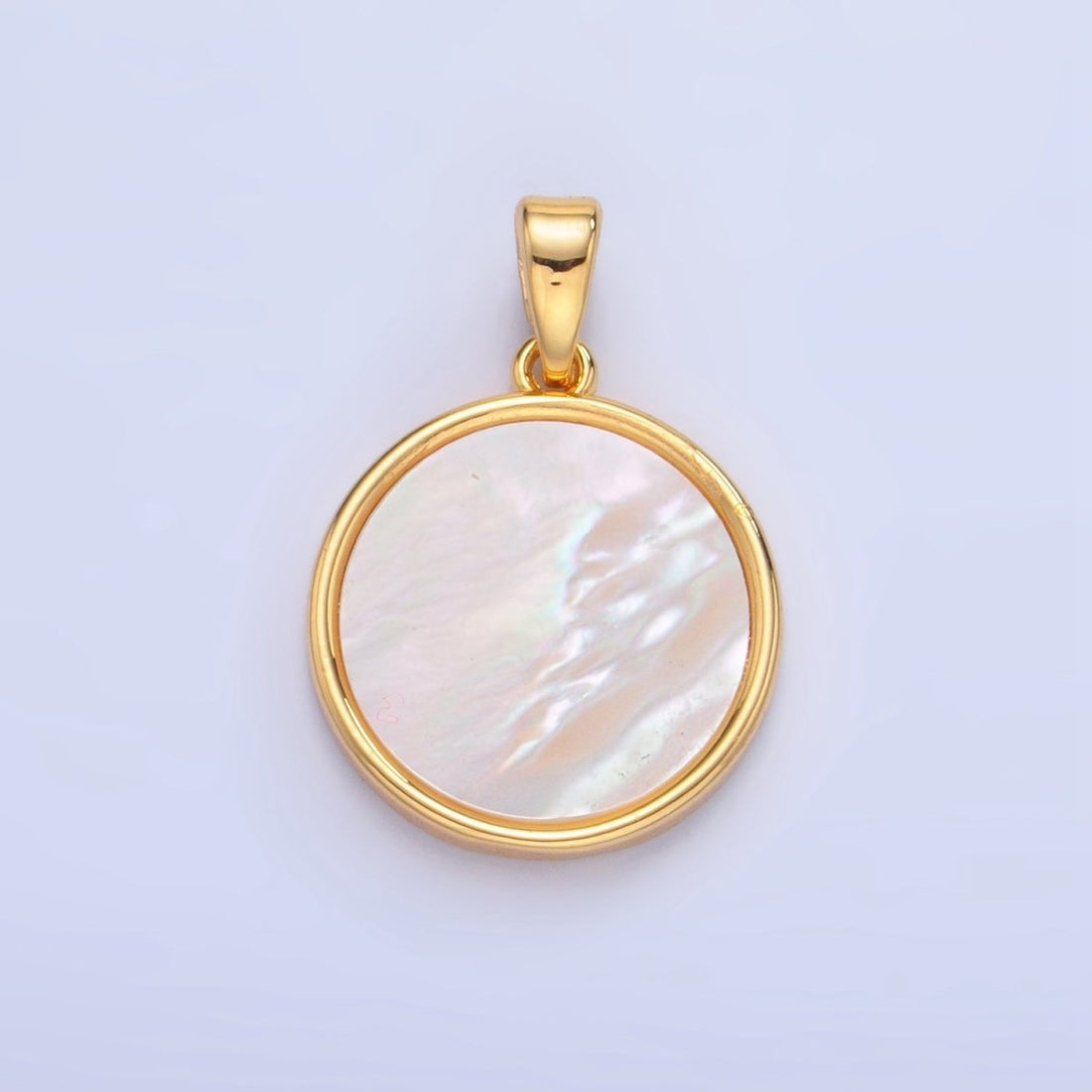 24K Gold Filled Shell Pearl Bezel Round Pendant | AA1044