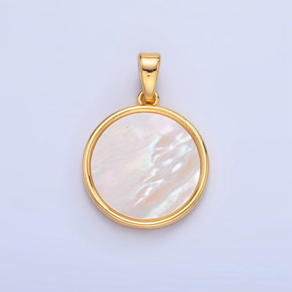 24K Gold Filled Shell Pearl Bezel Round Pendant | AA1044
