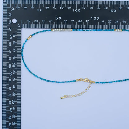 24K Gold Filled Shell Pearl Blue Gemstone Gemstone Bead 17 Inch Necklace | WA-2866