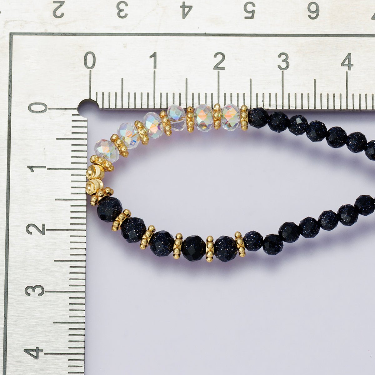 24K Gold Filled Shell Pearl Blue Sunstone Multifaceted Gemstone Ball Cable Chain Half 17 Inch Necklace w. Extender | WA-04235