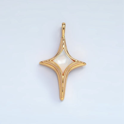 24K Gold Filled Shell Pearl Celestial North Star Charm | AA975