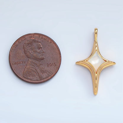 24K Gold Filled Shell Pearl Celestial North Star Charm | AA975