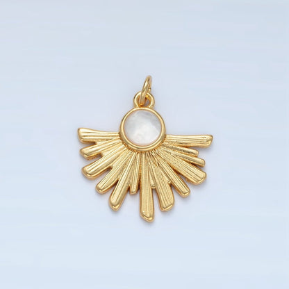 24K Gold Filled Shell Pearl Celestial Sunburst Ray Charm | X302