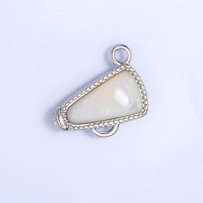 24K Gold Filled Shell Pearl Cheer Megaphone Charm in Gold &amp; Silver | W050
