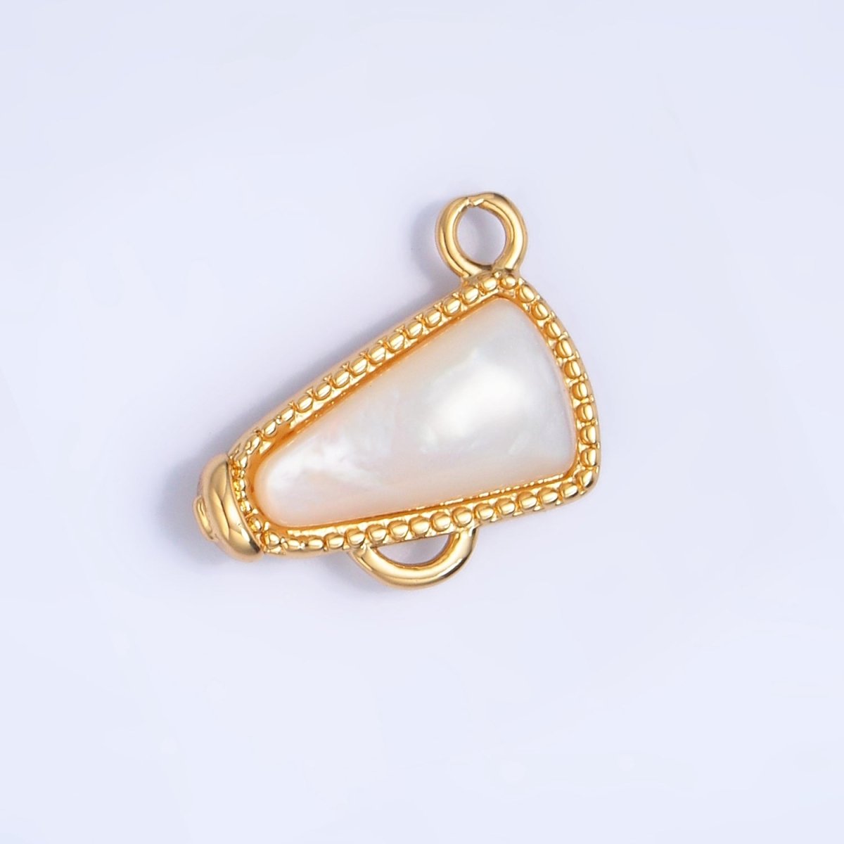 24K Gold Filled Shell Pearl Cheer Megaphone Charm in Gold &amp; Silver | W050