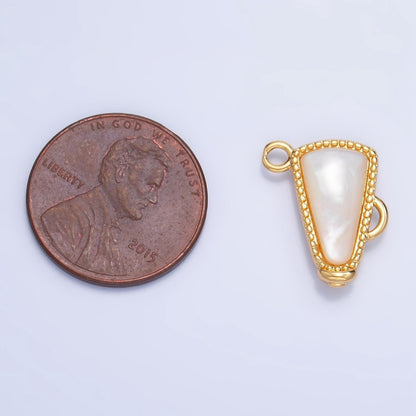 24K Gold Filled Shell Pearl Cheer Megaphone Charm in Gold &amp; Silver | W050