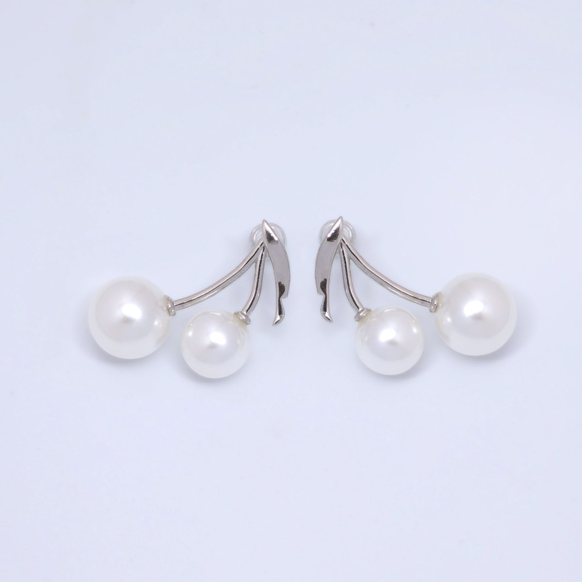 24K Gold Filled Shell Pearl Cherry Fruit Stud Earrings in Gold &amp; Silver | AB868