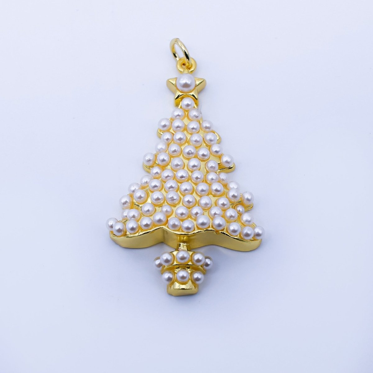 24K Gold Filled Shell Pearl Christmas Tree Charm in Gold &amp; Silver | C813