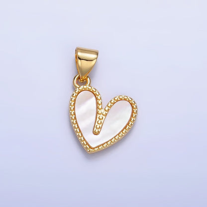 24K Gold Filled Shell Pearl Dotted Heart Pendant | AA1121