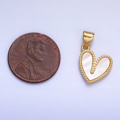 24K Gold Filled Shell Pearl Dotted Heart Pendant | AA1121