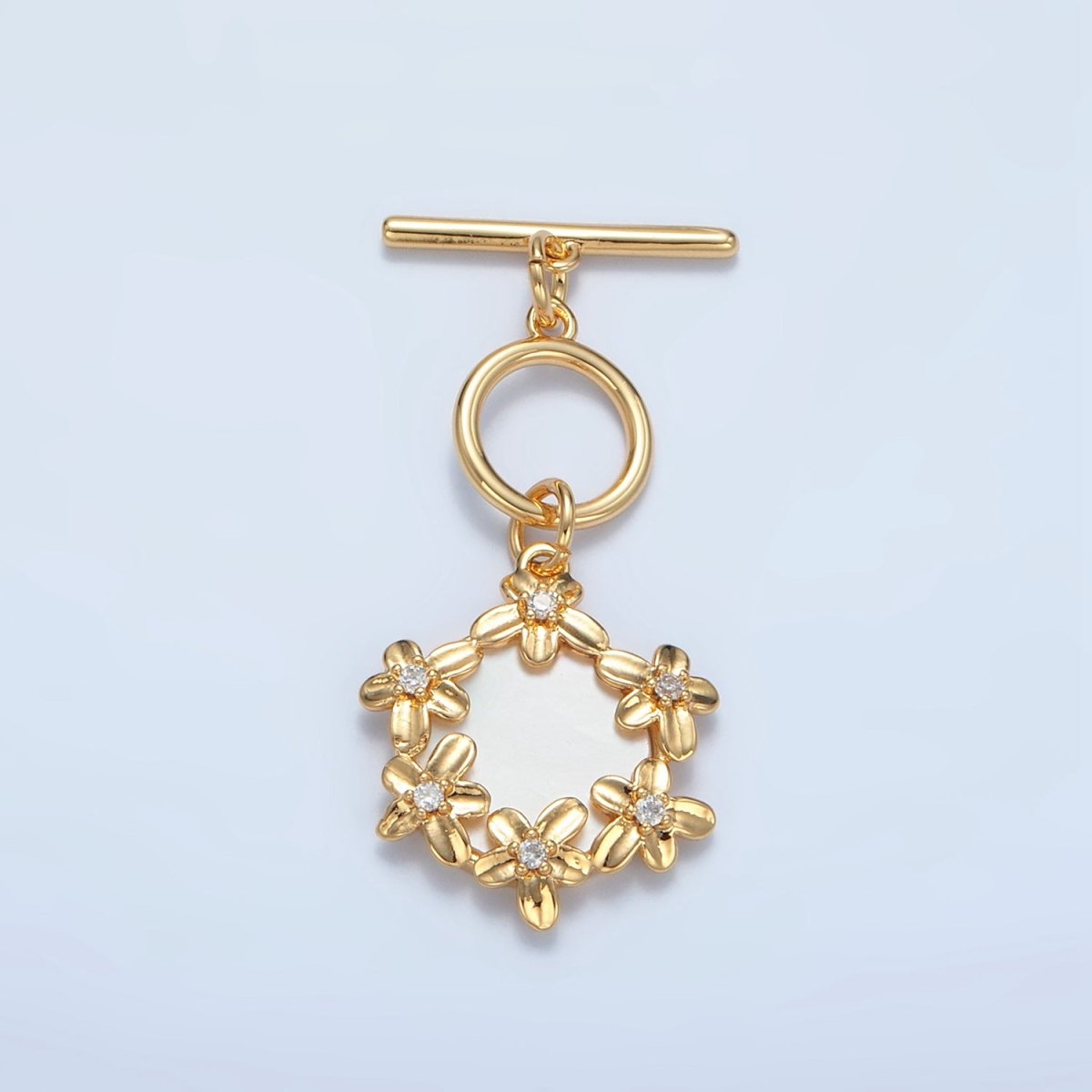 24K Gold Filled Shell Pearl Flower Toggle Clasps Closure Findings in Gold &amp; Silver | Z945