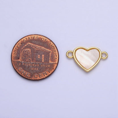 24K Gold Filled Shell Pearl Heart Valentine Jewelry Link Connector | Y-840