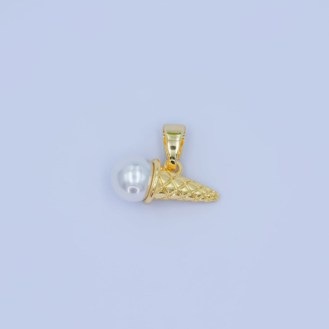 24K Gold Filled Shell Pearl Ice Cream Cone Desert Pendant | AA1481