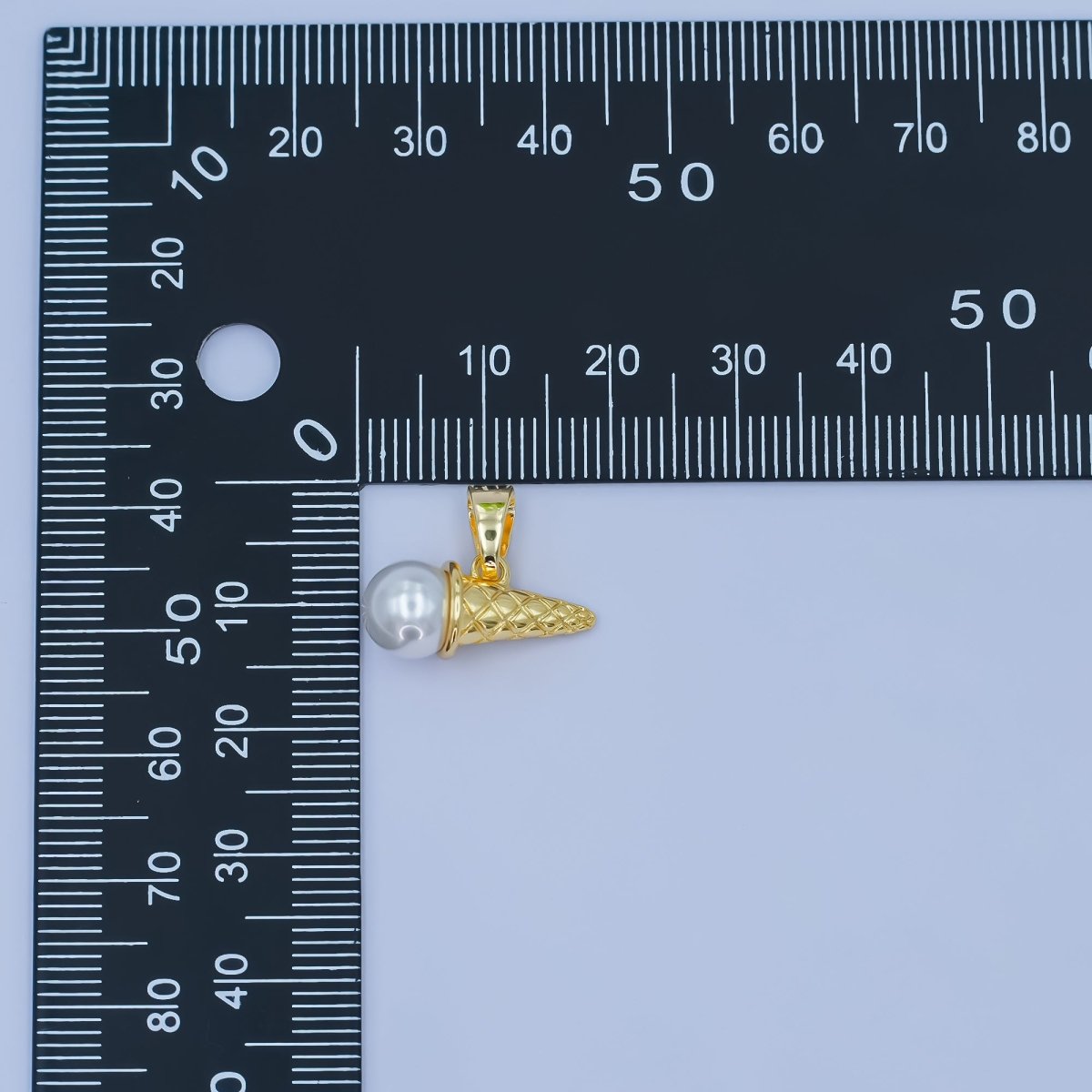 24K Gold Filled Shell Pearl Ice Cream Cone Desert Pendant | AA1481